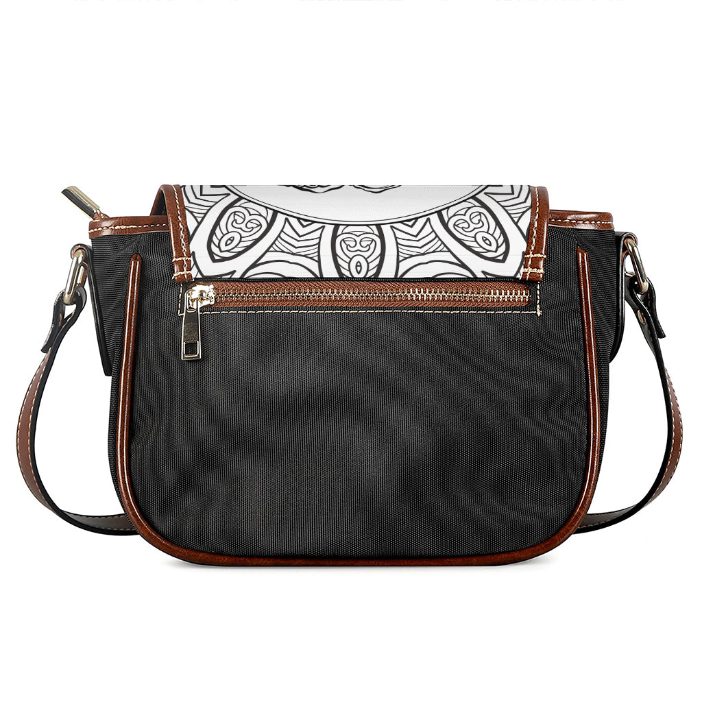 White And Black Scorpio Sign Print Saddle Bag