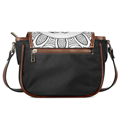 White And Black Scorpio Sign Print Saddle Bag