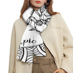 White And Black Scorpio Sign Print Scarf