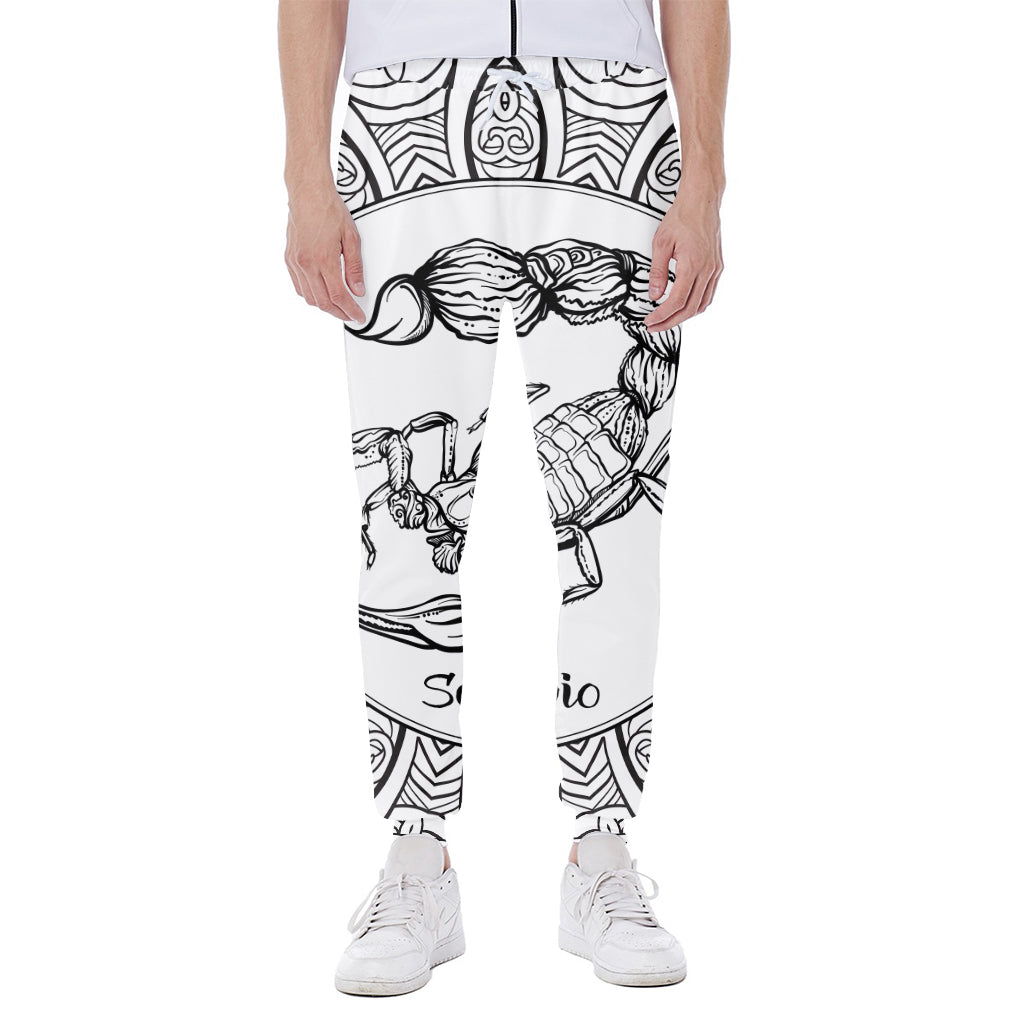 White And Black Scorpio Sign Print Scuba Joggers