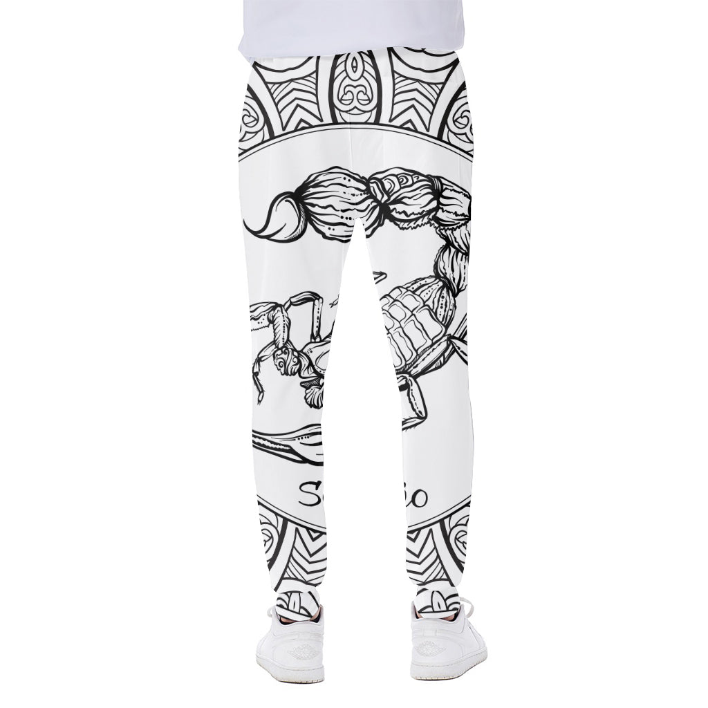 White And Black Scorpio Sign Print Scuba Joggers