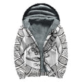 White And Black Scorpio Sign Print Sherpa Lined Zip Up Hoodie