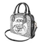 White And Black Scorpio Sign Print Shoulder Handbag