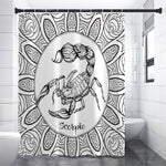 White And Black Scorpio Sign Print Shower Curtain