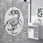 White And Black Scorpio Sign Print Shower Curtain