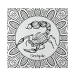 White And Black Scorpio Sign Print Silk Bandana