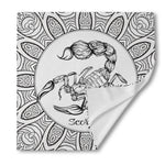 White And Black Scorpio Sign Print Silk Bandana