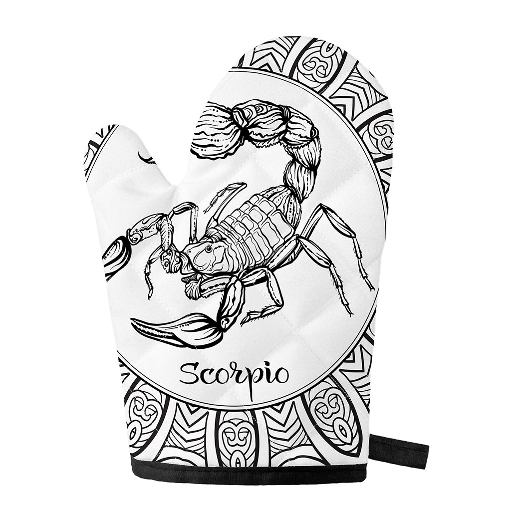 White And Black Scorpio Sign Print Single Oven Mitt