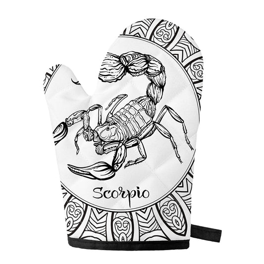 White And Black Scorpio Sign Print Single Oven Mitt