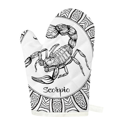 White And Black Scorpio Sign Print Single Oven Mitt
