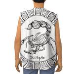 White And Black Scorpio Sign Print Sleeveless Baseball Jersey