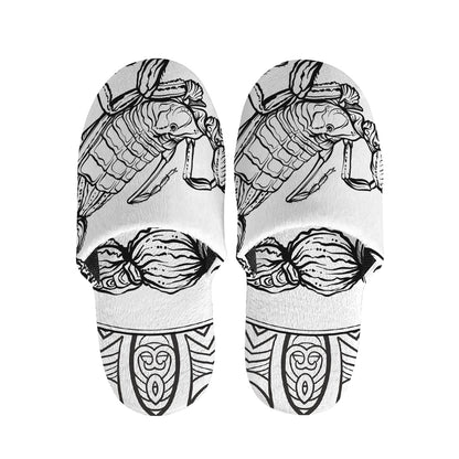 White And Black Scorpio Sign Print Slippers