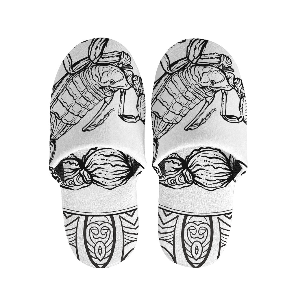 White And Black Scorpio Sign Print Slippers
