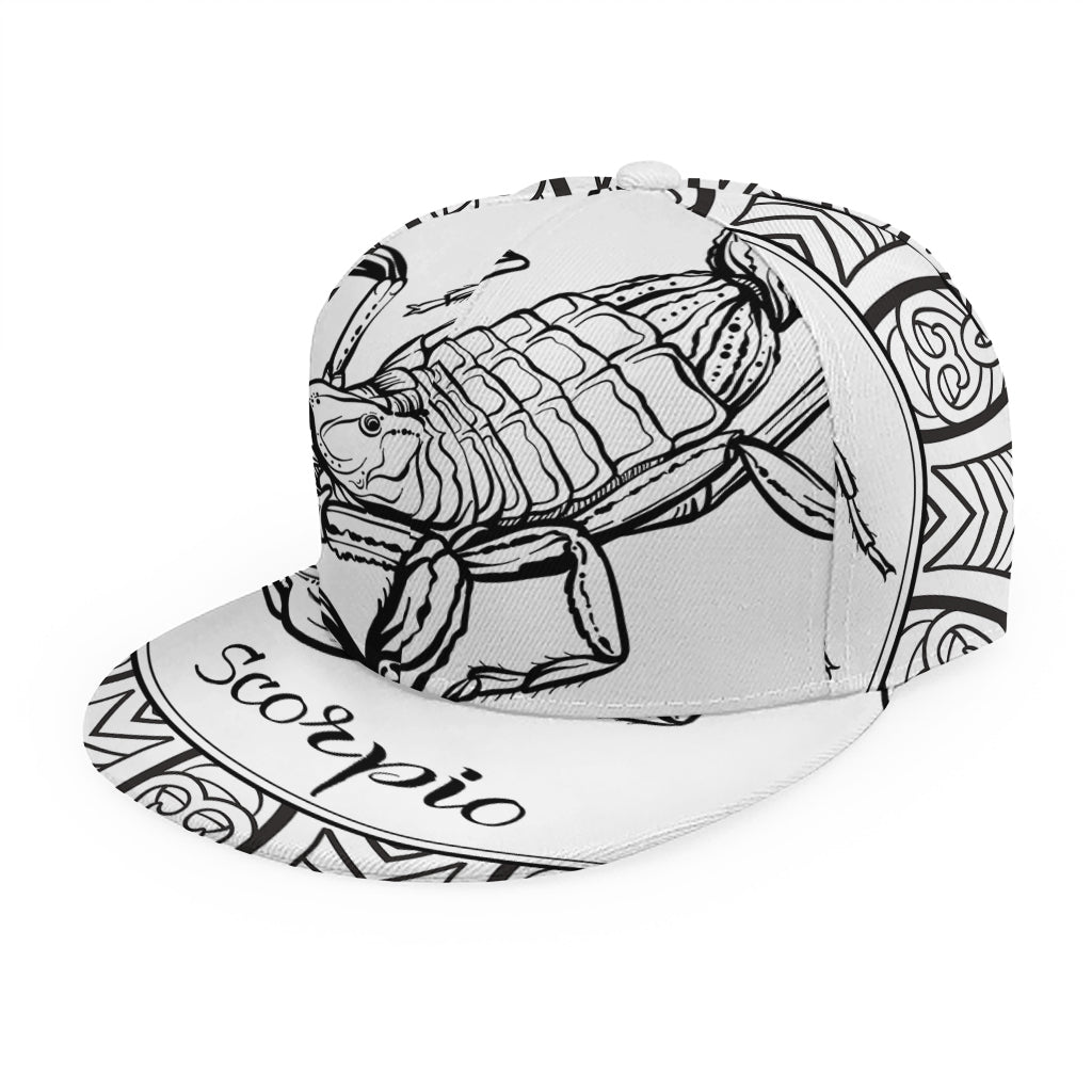 White And Black Scorpio Sign Print Snapback Cap