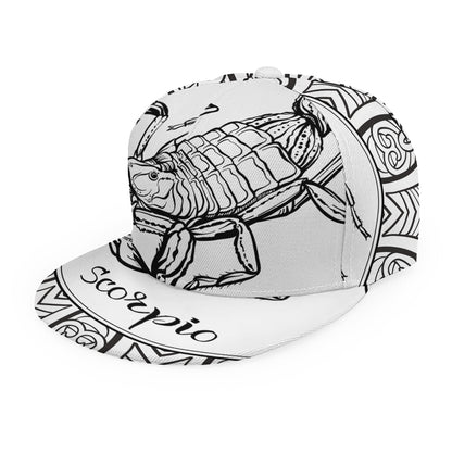 White And Black Scorpio Sign Print Snapback Cap