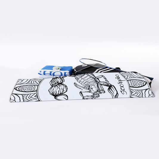 White And Black Scorpio Sign Print Sports Towel
