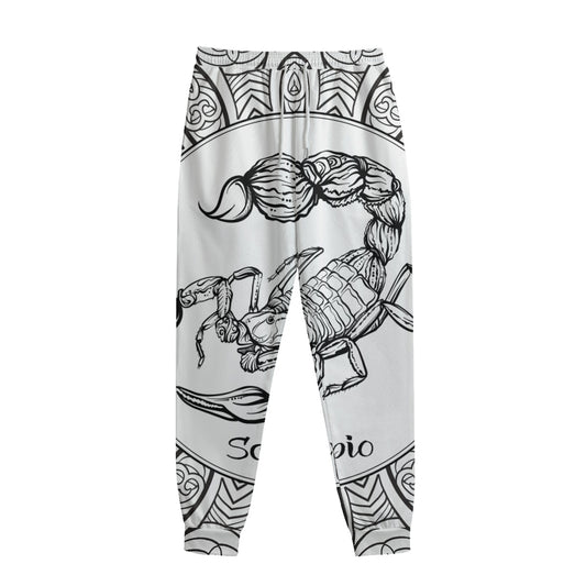 White And Black Scorpio Sign Print Sweatpants