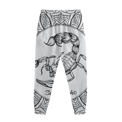 White And Black Scorpio Sign Print Sweatpants
