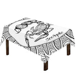 White And Black Scorpio Sign Print Tablecloth