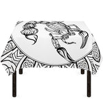White And Black Scorpio Sign Print Tablecloth