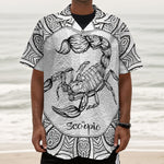 White And Black Scorpio Sign Print Textured Short Sleeve Shirt