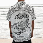 White And Black Scorpio Sign Print Textured Short Sleeve Shirt