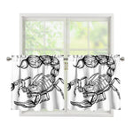 White And Black Scorpio Sign Print Tier Curtains