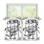 White And Black Scorpio Sign Print Tier Curtains