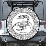 White And Black Scorpio Sign Print Tire Cover
