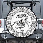 White And Black Scorpio Sign Print Tire Cover With Camera Hole