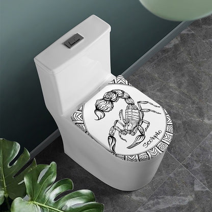 White And Black Scorpio Sign Print Toilet Lid Cover