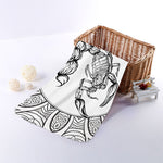 White And Black Scorpio Sign Print Towel