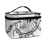 White And Black Scorpio Sign Print Travel Makeup Bag