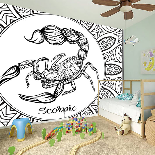 White And Black Scorpio Sign Print Wall Sticker