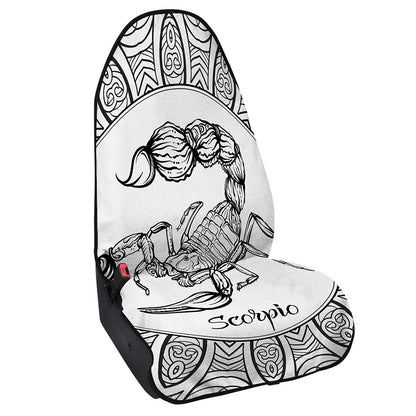 White And Black Scorpio Sign Print Waterproof Car Seat Cover