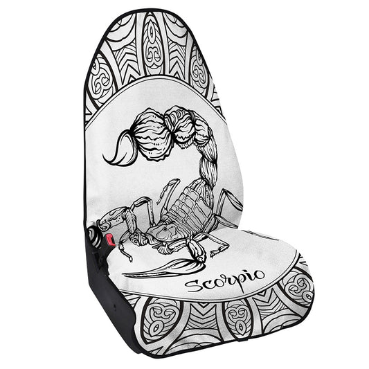 White And Black Scorpio Sign Print Waterproof Car Seat Cover