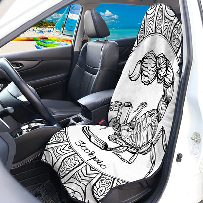 White And Black Scorpio Sign Print Waterproof Car Seat Cover