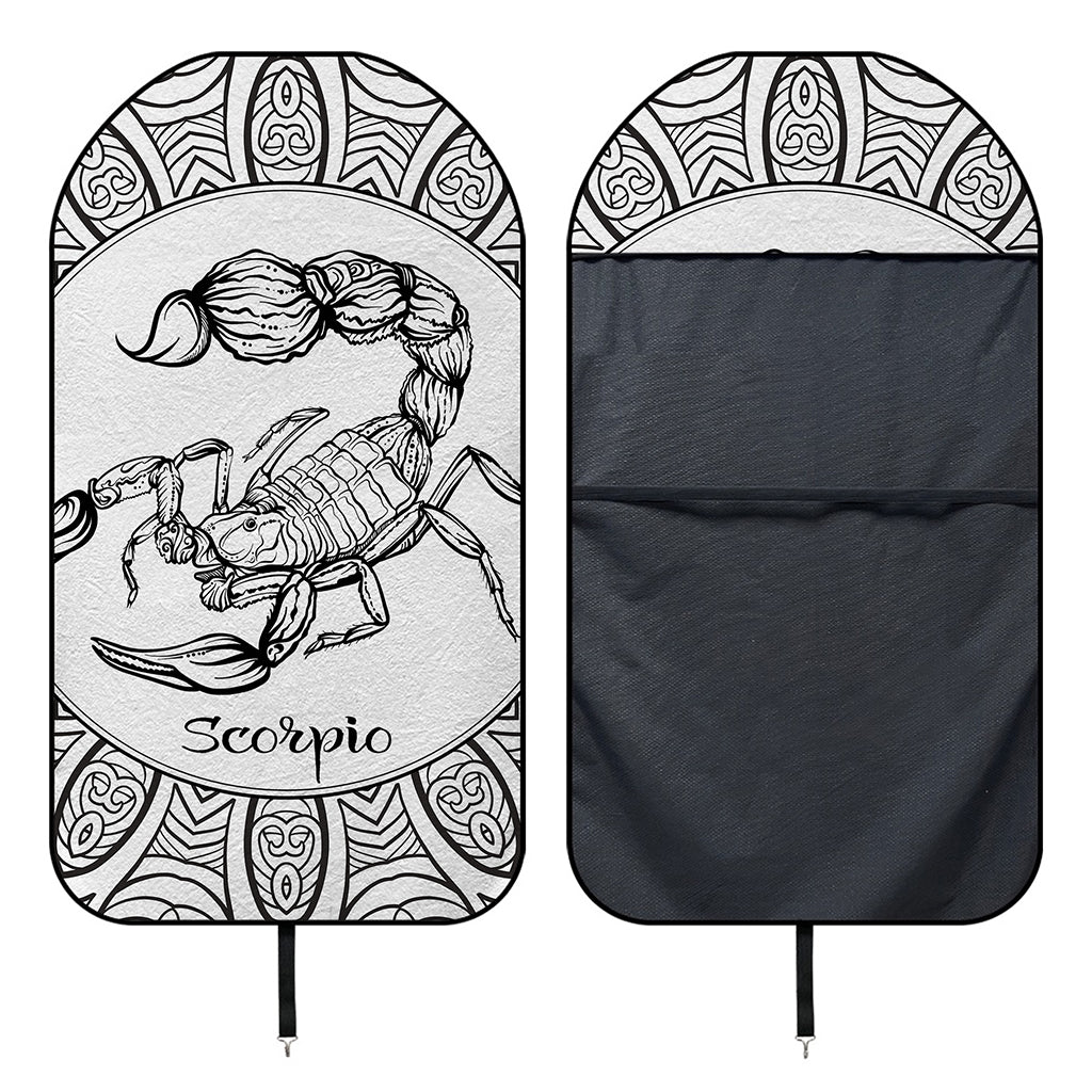 White And Black Scorpio Sign Print Waterproof Car Seat Cover