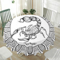 White And Black Scorpio Sign Print Waterproof Round Tablecloth