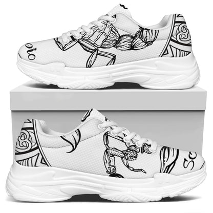 White And Black Scorpio Sign Print White Chunky Shoes