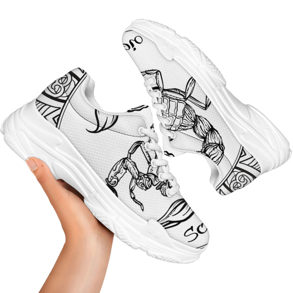 White And Black Scorpio Sign Print White Chunky Shoes