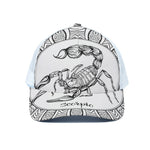 White And Black Scorpio Sign Print White Mesh Trucker Cap