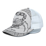 White And Black Scorpio Sign Print White Mesh Trucker Cap