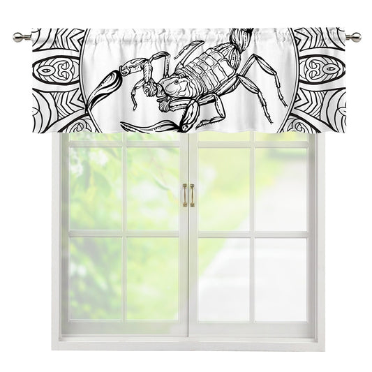 White And Black Scorpio Sign Print Window Valance