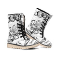 White And Black Scorpio Sign Print Winter Boots