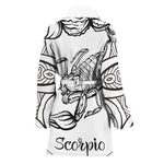 White And Black Scorpio Sign Print Women's Bathrobe