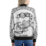 White And Black Scorpio Sign Print Women's Bomber Jacket