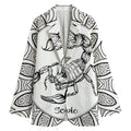 White And Black Scorpio Sign Print Women's Cotton Blazer