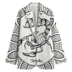 White And Black Scorpio Sign Print Women's Cotton Blazer