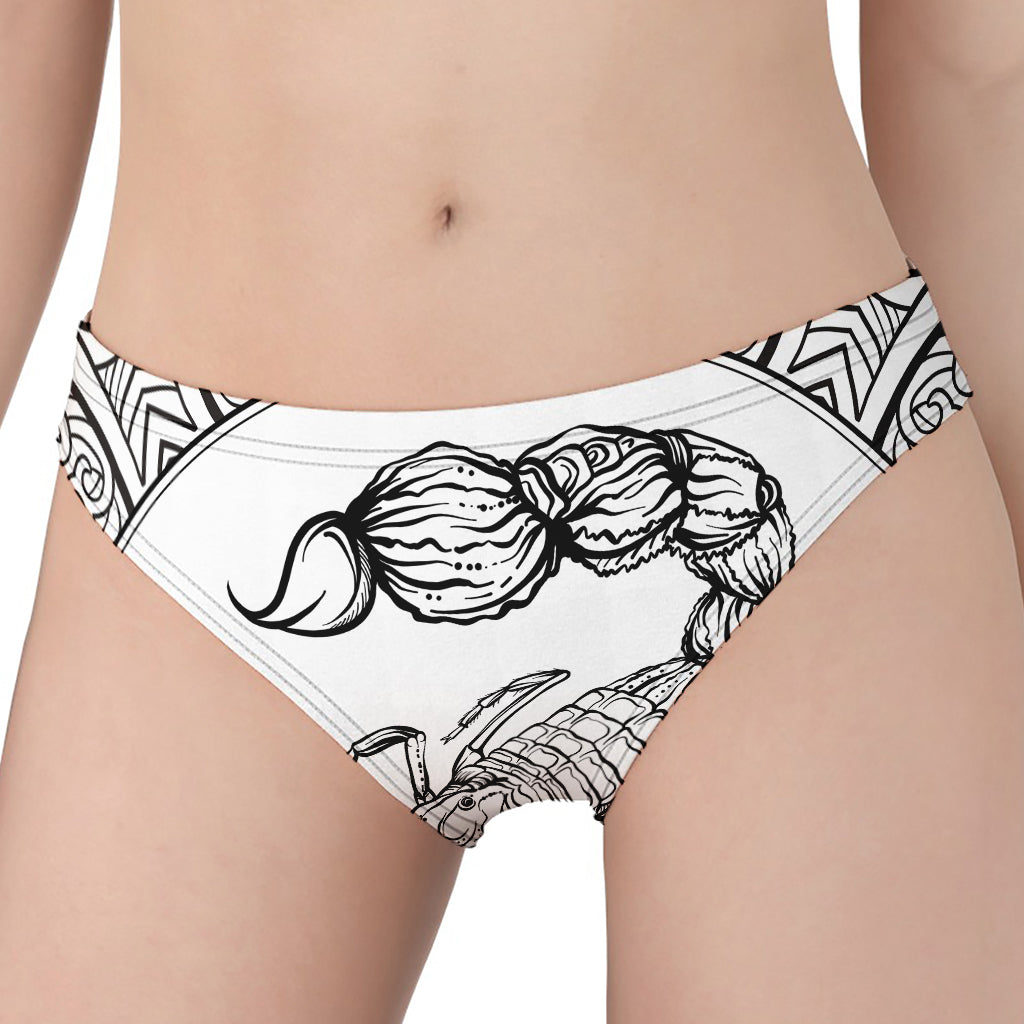 White And Black Scorpio Sign Print Women's Panties